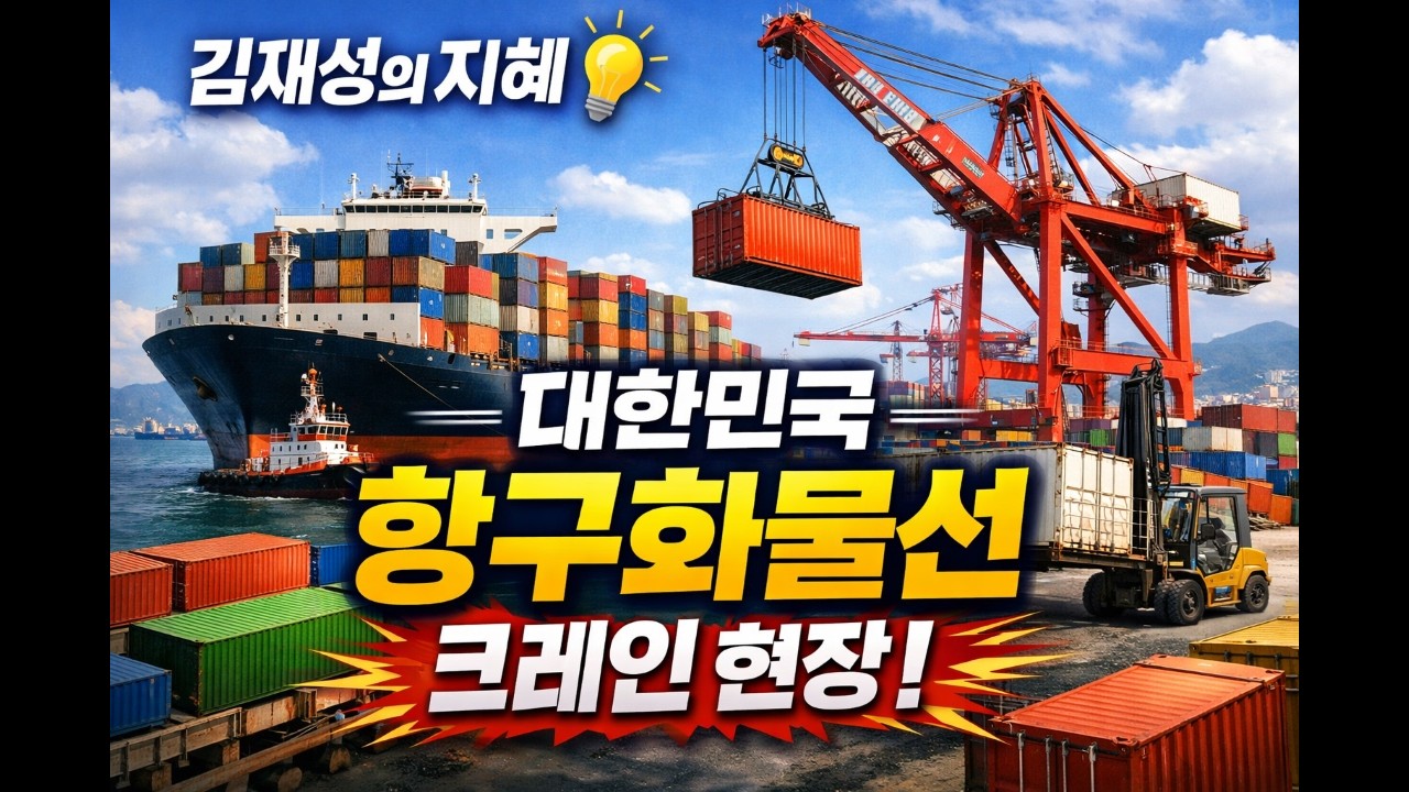 항구 컨테이너 야적장에서 컨테이너 대형 지게차 선별작업