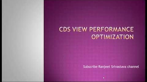 CDS View Performance Optimization