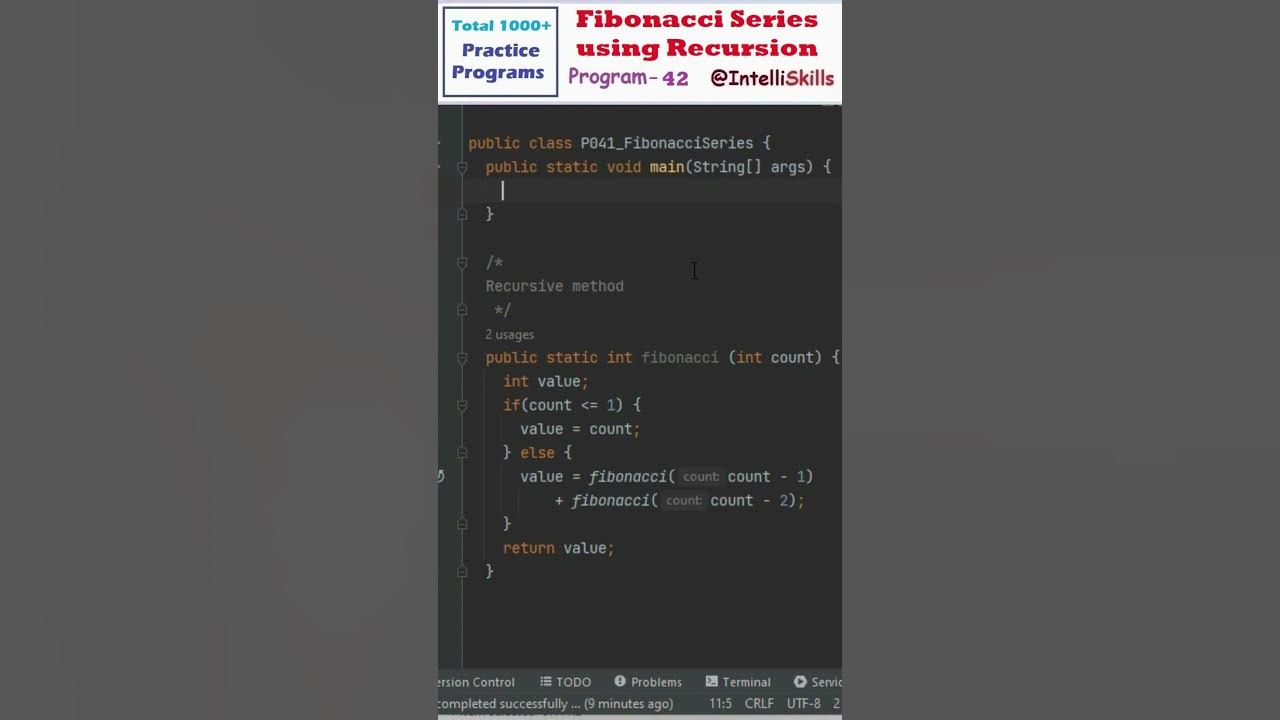Fibonacci Series using Recursion in Java #Shorts #java #coding # ...