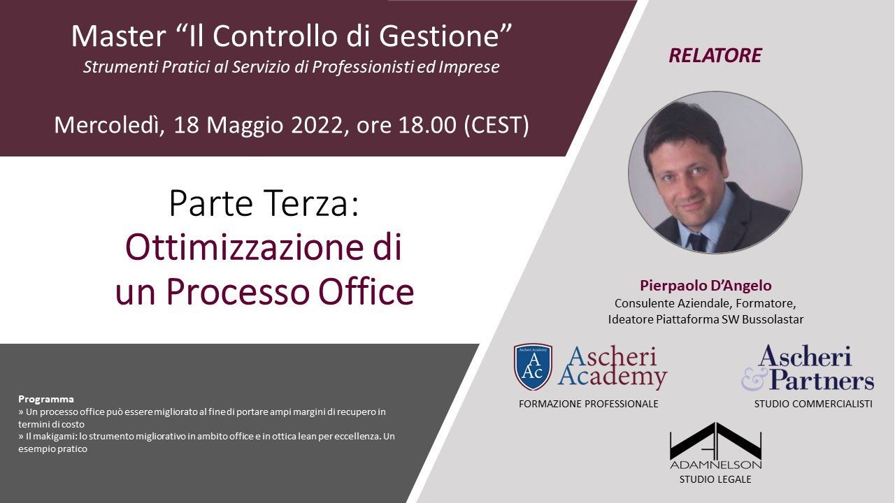 Master “Il Controllo di Gestione” - Parte Terza "Ottimizzazione di un