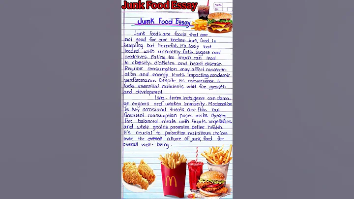 Short essay on Junk Food in English l Junk Food essay in English #junkfoodessay