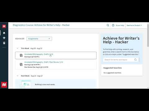 View feedback from an instructor or peer in an Achieve Writing assignment