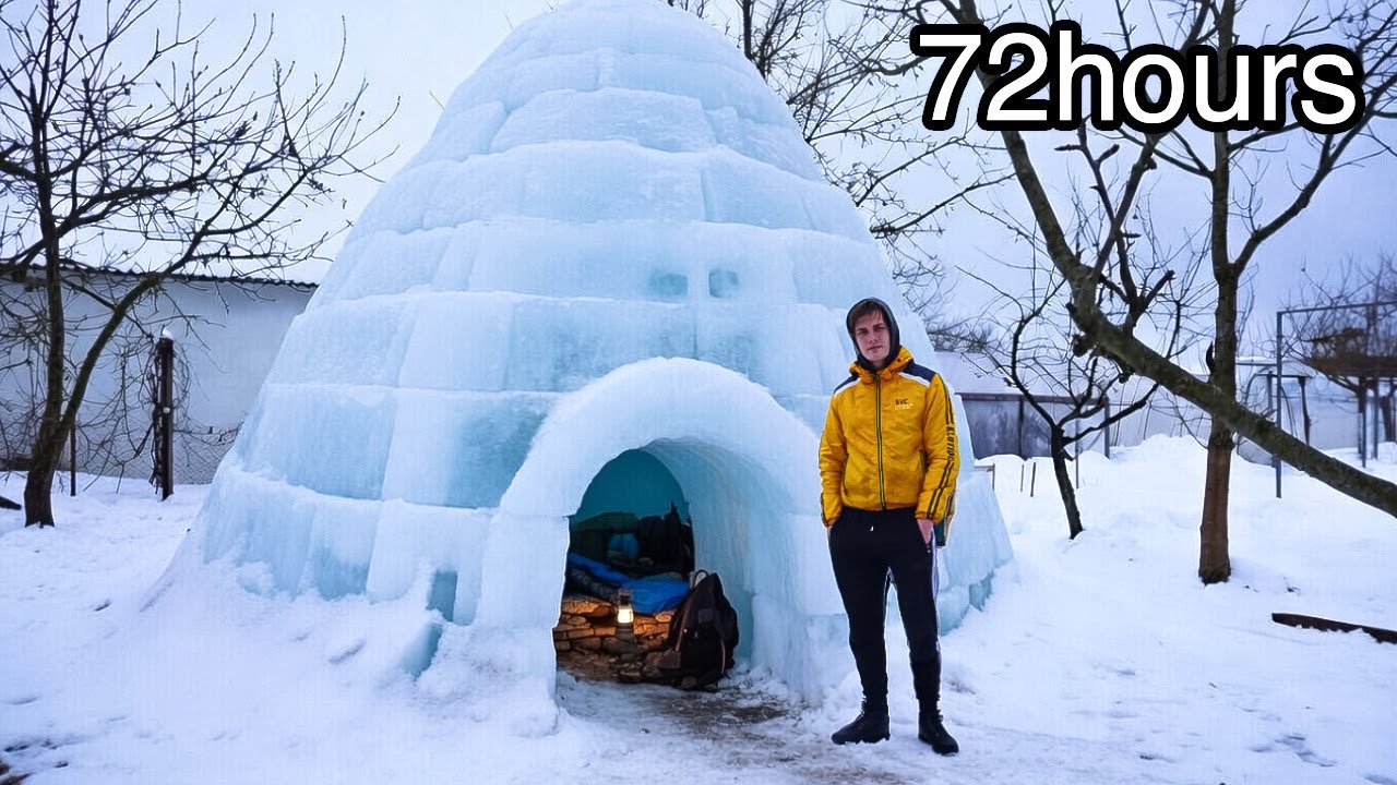 I Spent 72 Hours Building a Snow House and Stayed Overnight There