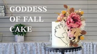 Goddess of Fall Cake | Line Art Cake | New Studio! |  Cake Decorating Tutorial