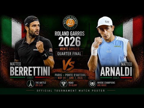 Video [LIVE] Berrettini vs Arnaldi | QUARTERFINALS | Roland Garros 2026 Live Score & Match Stats