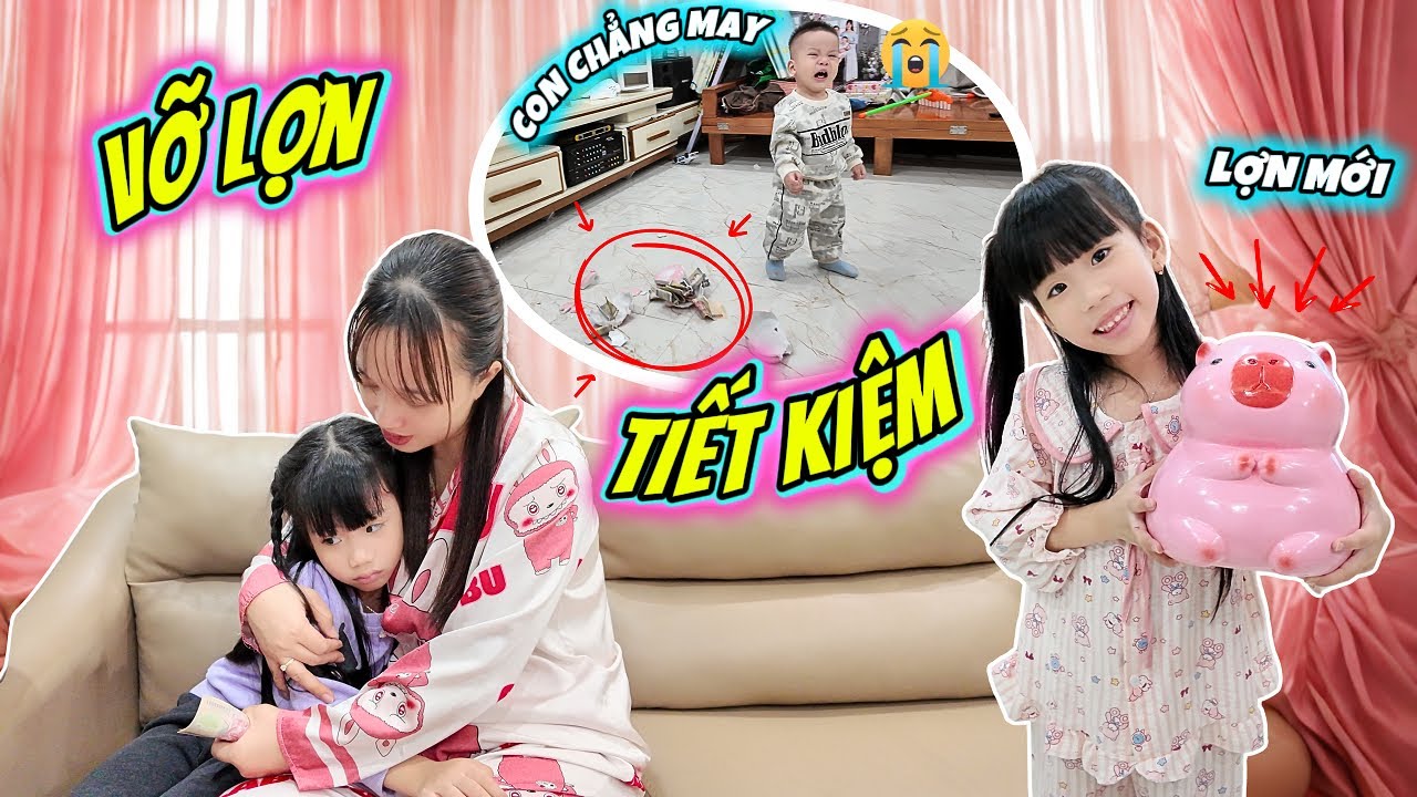 MiLo Làm Vỡ Lợn Tiết Kiệm Của Chị MiMi, Mẹ Huế Tặng MiMi Một Con Heo Đất Tiết Kiệm Mới