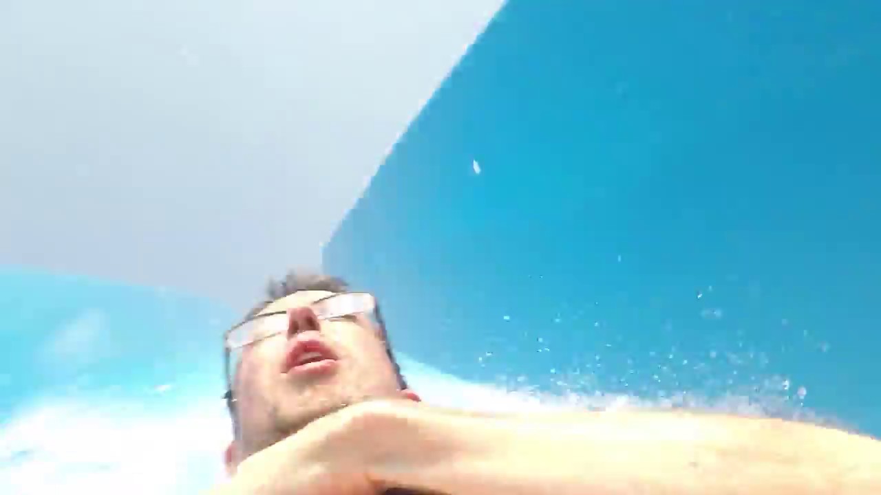Slippery Seals body slides-blue single drop slide at Zoombezi Bay (June ...