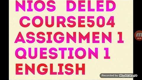 Nios deled assignment 504 solved in english