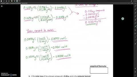 Empirical & Molecular Formula from Combustion Analysis & MM
