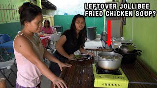 Philippines Lifestyle  Filipinas Cook LEFTOVER Jollibee Fried Chicken Soup?