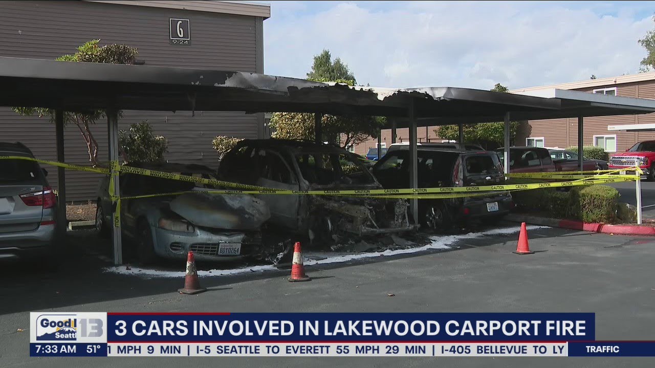 3 cars involved in Lakewood Carport fire | FOX 13 Seattle - YouTube