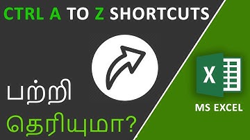 Ctrl A to Z Shortcut keys in Excel in Tamil