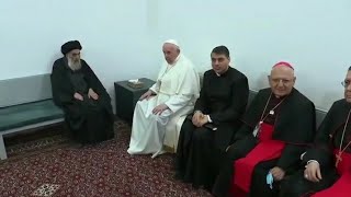 ???فيديو كامل مسرب/ لقاء البابا مع السيد علي  السستاني? شاهد ماذا قال