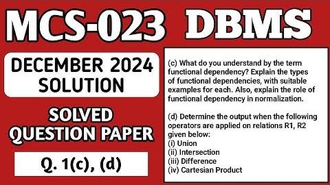 P2- 1(c), (d) | MCS23 Dec 2024 Solution | MCS 023 Solved Question Paper | Mcs023 Important Questions