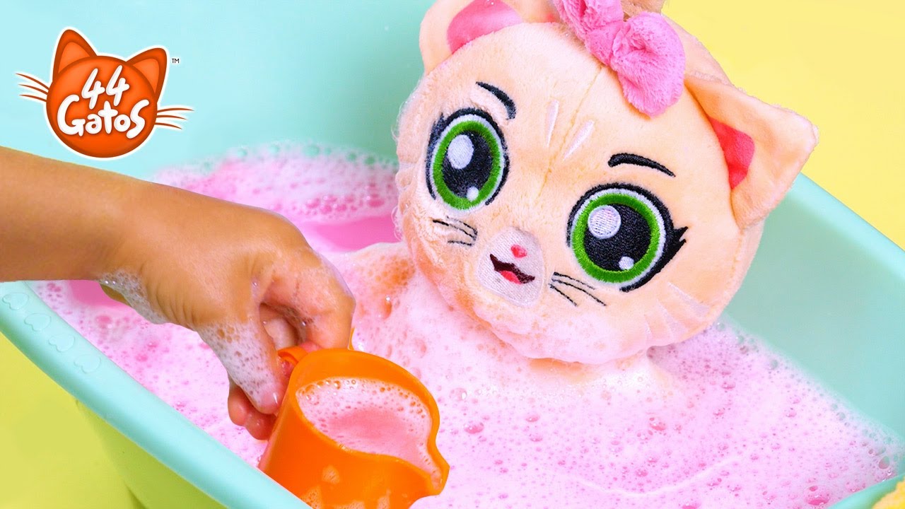 44 Gatos | Latinoamérica | ¡Vamos a bañar a los Buffycats con mucha espuma y agua coloreada! 🛁😺