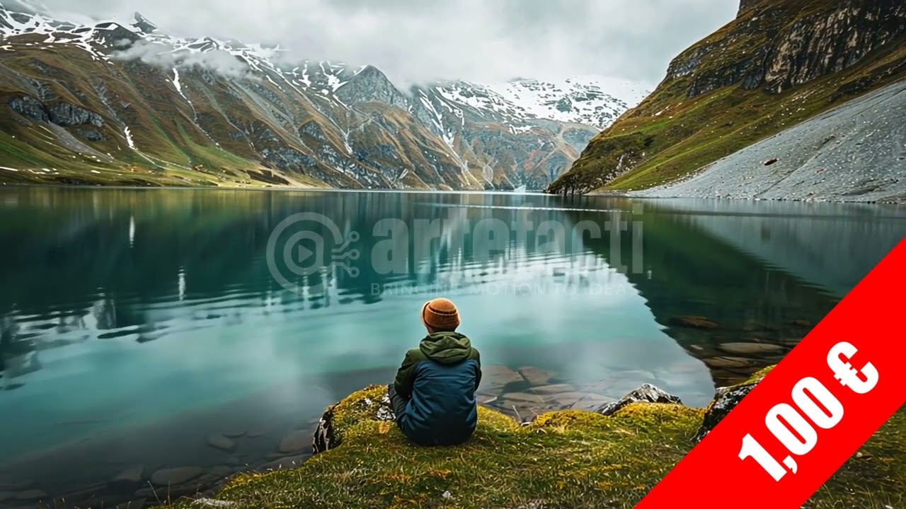 Alpine Lake Meditation with Snowy Peaks | HD 1080p Stock Footage