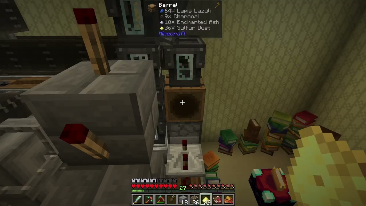 Minecraft: Liminal Industries auto craft Sulfur Dust and Lapis Lazuli