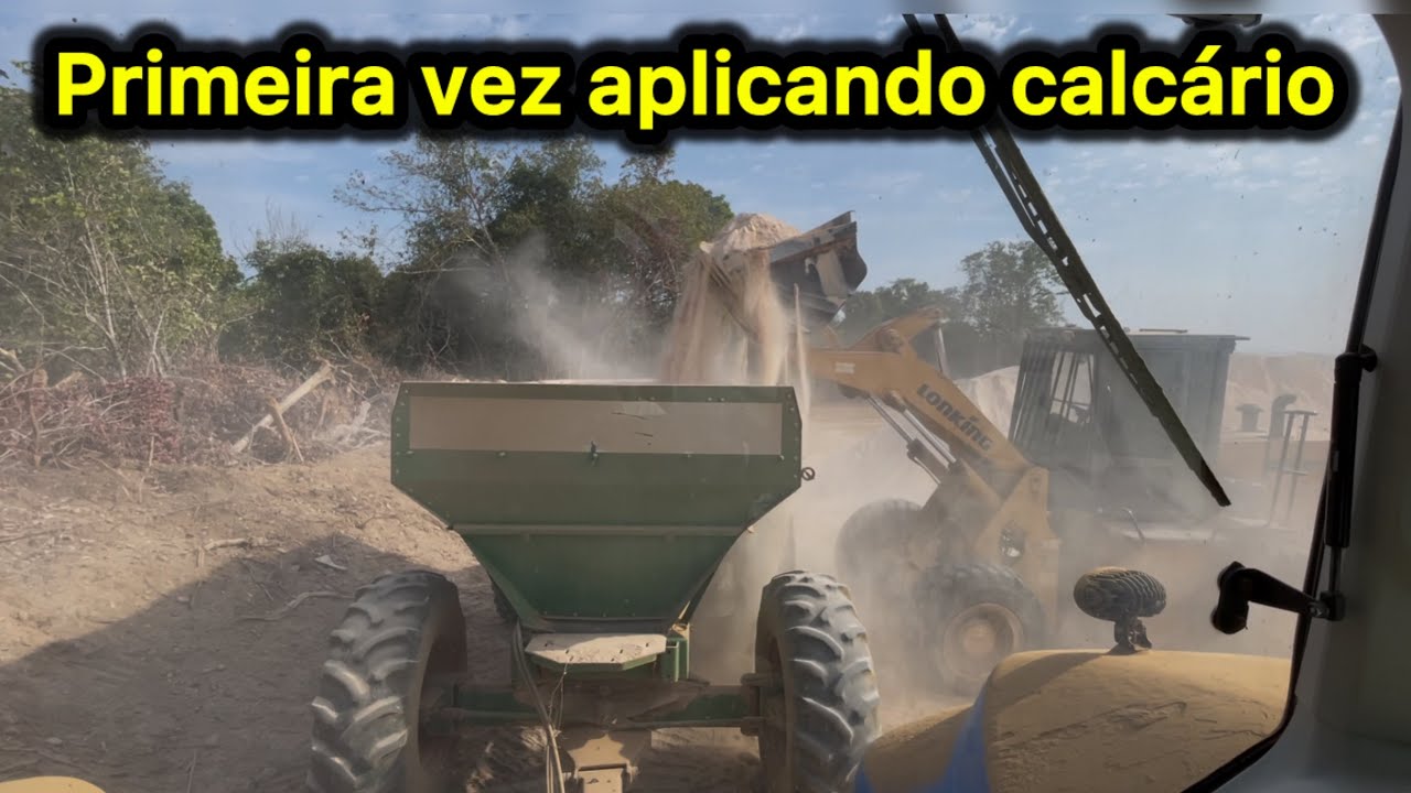 PRIMEIRA VEZ APLICANDO CALCÁRIO COM TRATOR T8 CALCAREADEIRA STARA 