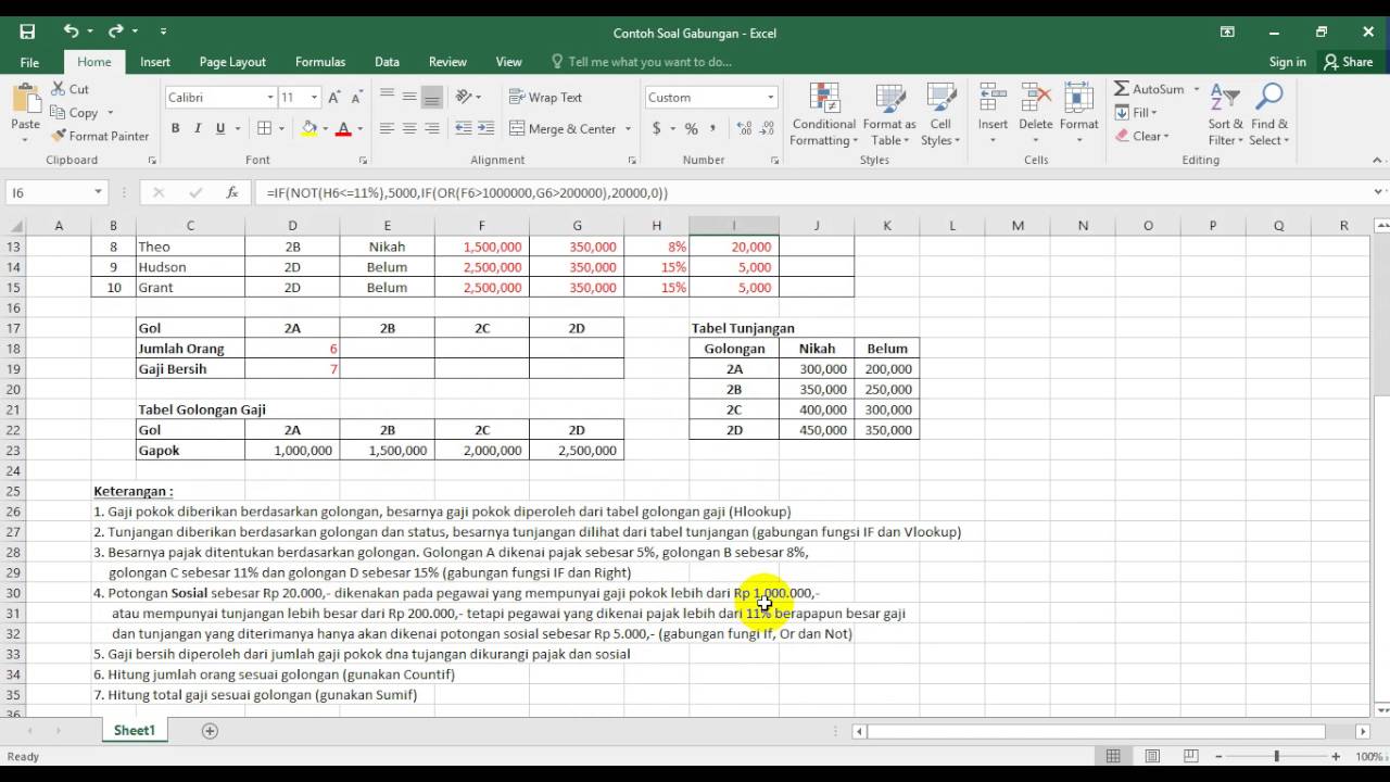 Contoh Soal Rumus Fungsi Microsoft Excel