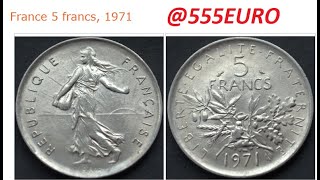 Coin France 5 francs 1971 Circulation 142.000.000