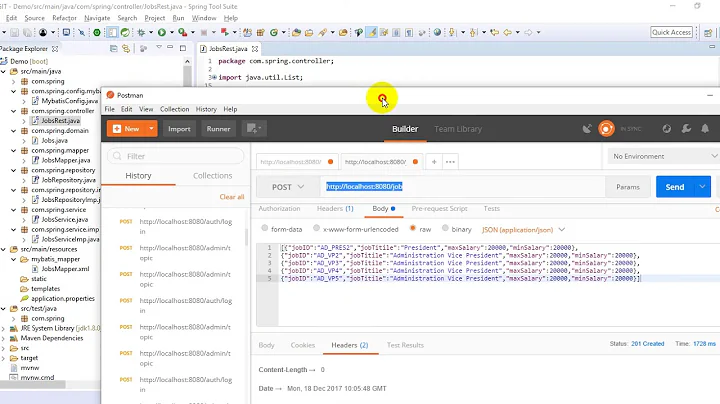 Demo insert rest + mybatis + oracle