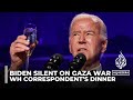 Biden silent on gaza war at white house correspondents dinner despite protesters criticism