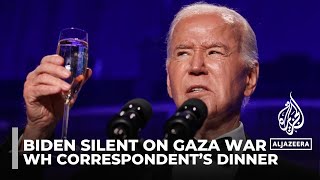 Biden silent on Gaza war at White House Correspondent’s dinner despite protesters’ criticism by Al Jazeera English 56,149 views 21 hours ago 2 minutes, 29 seconds