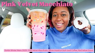 Pink Velvet Macchiato REVIEW Trying Dunkin Winter Menu 2023