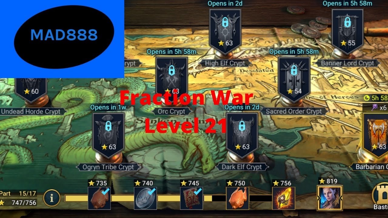 Fraction War - Level 21 - Sacred Order - Full auto with 2 x 60s and 3 x 50s - Raid: Shadow Legends