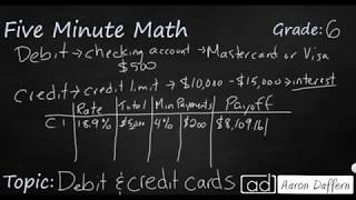 6th Grade Math Personal Financial Literacy - Debit and Credit Cards Wealth