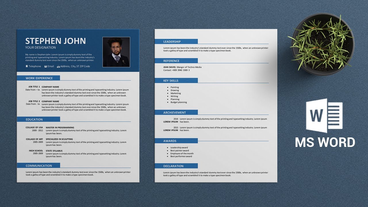 Make a Two Pages Resume/CV in MS Word ⬇ DOWNLOAD FREE (2022) - YouTube make-a-two-pages-resume-cv-in-ms-word-download-free-2022-youtube