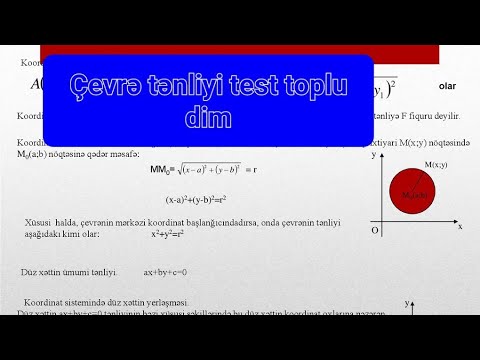 Çevrə tənliyi .dim test toplusu 2019 çevrə tənliyi .vektorlar və koordinatlar metodu