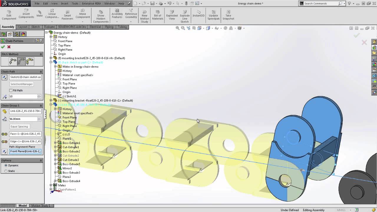 Nowości SOLIDWORKS 2015 - Szyk łańcuchowy komponentów on Vimeo