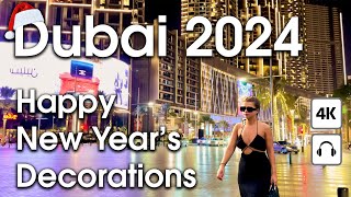 Dubai  Happy New Year’s Decorations in Dubai  [ 4K ] Walking Tour