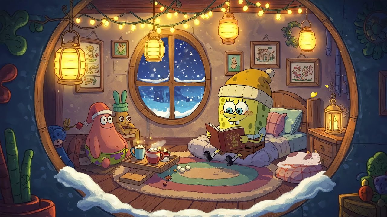SpongeBob & Patrick's Cozy Winter Night ✨ Lofi Music for Relax, Study & Sleep