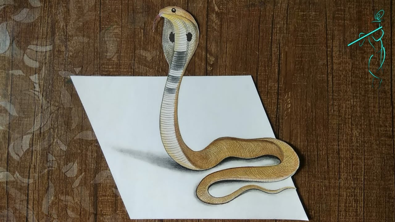 How to draw 3d Snake Step by step