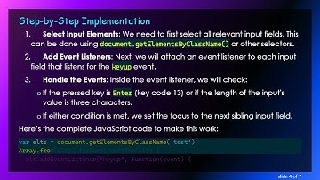 How to Automatically Move to the Next Input Box in HTML with JavaScript