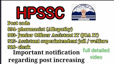 imp. updates post code 894,903,915, 918, regarding post increasing, #Hpssc @hpamiteducation