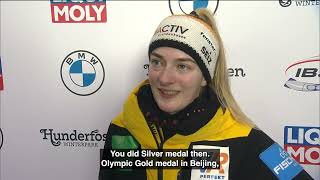 Winner interview Women skeleton Lillehammer