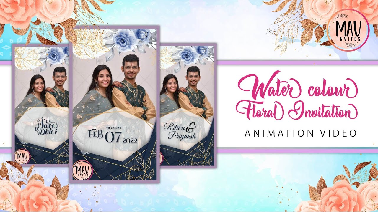 Watercolor Floral Wedding Invitations || Floral Save The Date Video || Wedding Invite - MV280 ✅