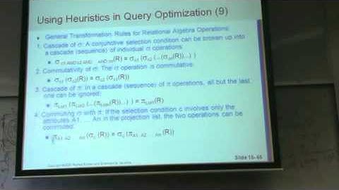Chapter 19 (Part1): Algorithms for Query Processing and Optimization