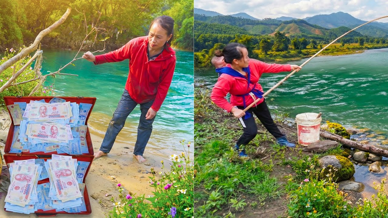 Fishing by the River - A Shocking Discovery When She Suddenly Finds a Box Full of Money