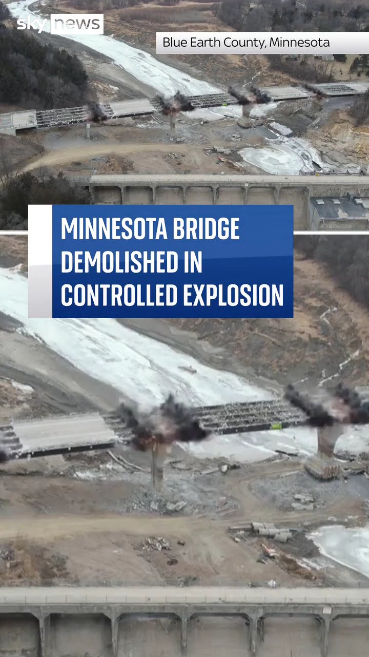 Bridge blown up in controlled demolition