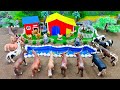 Top creative diy miniature cattle farm  farm house for cow horse pig  barn animals diorama
