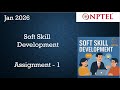NPTEL Soft Skill Development Week 1 Assignment Answers Jan 2026 | Jan 2026 | IIT Kharagpur
