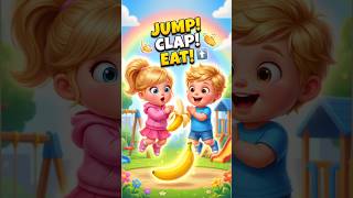 Clap clap, Jump &amp; Eat Banana 🍌 | Fun Kids Workout + Healthy Snack #kidfitness #shorts #kidsworkout