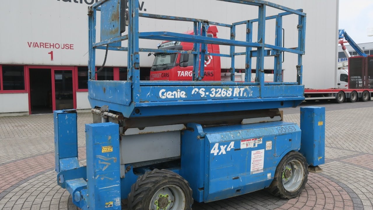 776206 GENIE GS3268RT DIESEL 4x4 SCISSOR WORK LIFT 1175CM W/JACKLEGS 08 ...