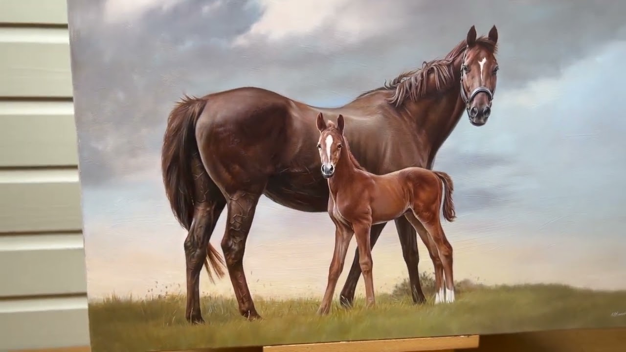 Horse and Foal Oil Painting - Melanie & Nicholas
