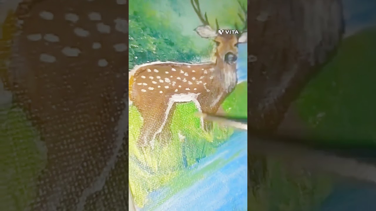Deer 🦌 painting 🎨 with Realistic Reflection | Amazing Art Skills!"❤️