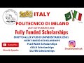POLITECNICO DI MILANO,ITALY  lApply procedurel Complte guide to get fully funded scholarship